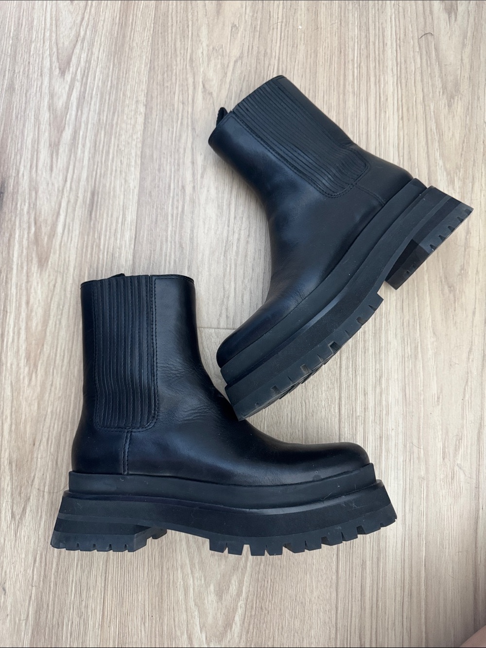 Loeffler Randall Black Chelsea Lug Sole Ankle Boots